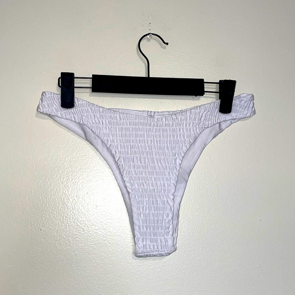 Smocked White Bikini Bottoms